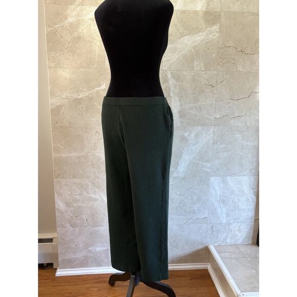 St. John Santana Knit Wide Leg Pants – Sz 6 - Hunter Green, Vintage Quiet Luxury - Picture 7 of 11